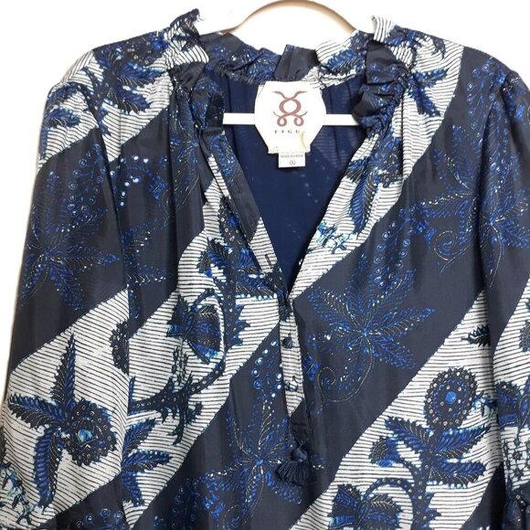 Figue Silk Floral Shift Dress S Lightweight Office Date Night Dark Romantic - Picture 3 of 10